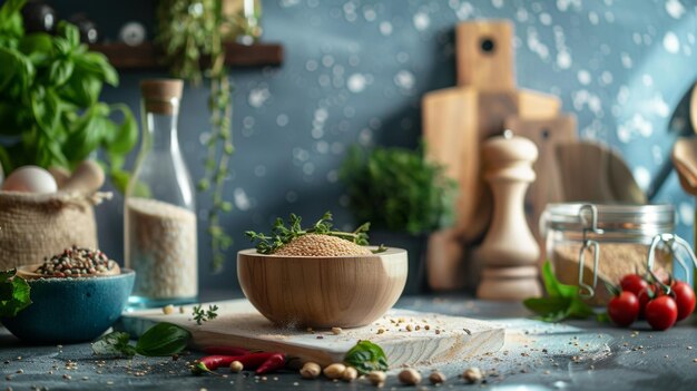 Kuchenne składniki na drewnianym stole